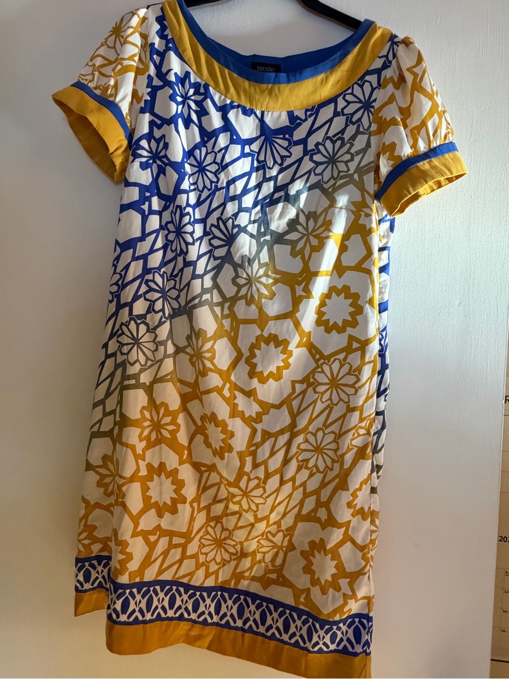 Nicole by Nicole Miller Shift Dress Blue Gold Ombré